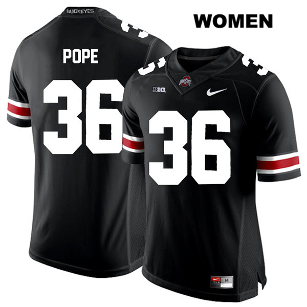 Ohio State Buckeyes Women's K'Vaughan Pope #36 White Number Black Authentic Nike College NCAA Stitched Football Jersey WR19C47FG